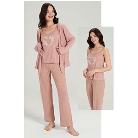 Resim Feyza 3 Lü Günlük & Pijama Takımı Gülkurusu 