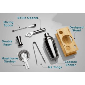 Resim Creatividad Solutions Shaker Kokteyl Set - 7 Parça 550 ml Shaker Coctail Set Bambu Standlı 721826 