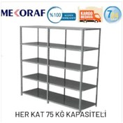 Resim Mekoraf Çelik Raf Sistemi 59X93 2.5 Metre 5 Raflı 2 Ünite Gri 