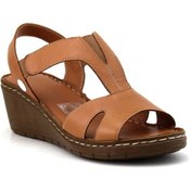 Resim Mammamia D23YS-1055 Deri Comfort Kadın Sandalet - Taba 