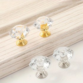 Resim 12 Adet/Set Basit Dolap Gardırop Kapı Kolu, Şeffaf Akrilik Takı Kutusu Kolu, Dolap Kapı Kolu, Mobilya Çekmeceleri İçin Tek Delikli Yuvarlak Kolu 