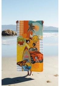 Resim Dijital Baskı Plaj Deniz Havlusu Modern Desenli Peştamal Hvl0170 Renkli 