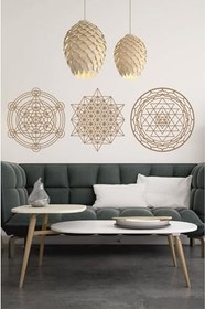Resim Karakoç Eğitim Araçları Tetrahedron, Metatron Cube, Sri Yantra, Duvar Süsü Duvar Dekoru, Üçlü Tablo.metal Değildir. 