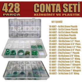 Resim 428 Parça Plastik Ve Klingirit Conta Seti Yeşil Beyaz 