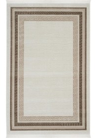 Resim Pella 6814 Kahve Krem Halı Yolluk Oturma Odası Halısı Antre Hol Halısı Klasik Çerçeveli Salon Halısı 