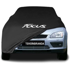 Resim ULTRASHOP Ford Focus Sedan (2005 - 2010) Siyah Kumaş Araba Brandası Logolu Penye Branda Oto Branda 