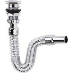 Resim Elmina Armatür Lavabo Gideri Krom Lavabo Sifonu Pop Up Bas Çek Körüklü Sifon 