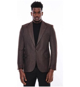 Resim Wessi Slim Fit Desenli Kahverengi Erkek Ceket Kahverengi 