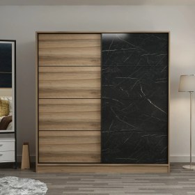 Resim Minar Kale 2 Kapaklı Sürgülü Dolap 180 cm - Dore/royal Mermer 210 cm 
