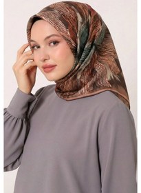 Resim Levidor Tensel Eşarp Fırça Desen Kahve Kahve 