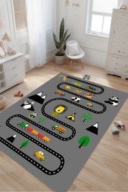 Resim Kessy Home Studio Eğitici Yol Desenli Çocuk Oyun Halısı Dijital Baskı Yıkanablir Kaymaz Taban Çocuk Odası Halısı 6 