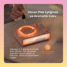 Resim Aroma Terapi Bluetooth Hoparlör Nostalji Plak Görünüml 3D Ses Dalgası Işıklı Aroma Difüzörü 