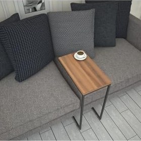 Resim Callen Yan Sehpa, Metal Tekerlekli Yan Sehpa,Ceviz 