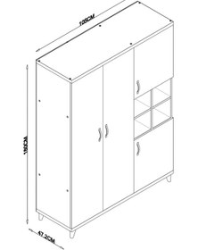 Resim Ae-1065 Atlas 4 Kapaklı Çok Amaçlı Askılıklı Raflı Bölmeli Gardı 