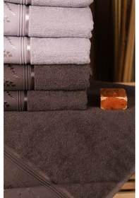 Resim Ditsy 6'lı Pamuklu Su Emiciliği Yüksek 50 80 El Yüz Havlusu Antrasit - Gri 