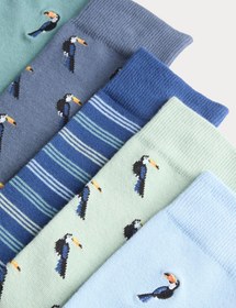 Resim 5’li Cool & Fresh Pamuk Karışımlı Çorap - Yeşil / 6-8.5 