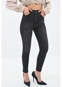 Resim Kadın Yüksek Bel Füme Jean Pantolon 6189-23 001 