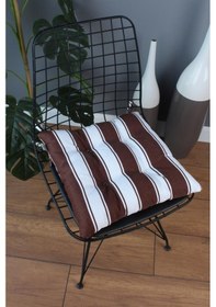 Resim Altınpamuk Altınpamuk Beta Pofidik Kahve Beyaz Sandalye Minderi Bağcıklı 40X 