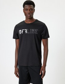 Resim Koton Spor Tişört Slogan Baskılı Bisiklet Yaka Kısa Kollu Siyah 5wam10022nk Siyah 