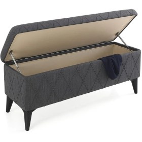 Resim Sandıklı Puf Vavonni 120cm Nervür Kapitone Amortisör Kapaklı A Kalite Gri 