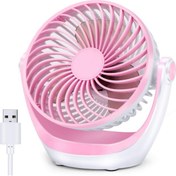 Resim Masa Fanı Güçlü Hava Akışı ile Küçük Masa Fanı Ultra Sessiz Taşınabilir Fan Hızı Ayarlanabilir Kafa 360 ° Dönebilen Mini Kişisel Fan (Pembe) (Yurt Dışından) 