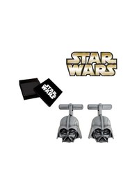 Resim Darth Vader Head Silver Plated Cufflinks Kol Düğmesi 