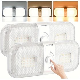 Resim Honeybeeshop Mertturm Rv Işık İç Mekan 1700 Lümen 3 Renk Tem Kamp Işığı 120 Led 2 Adet Rv Kamyon Araba Trailer Tekne Için Pilsiz İç Mekan Aydınlatması 