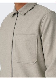 Resim Only & Sons Onsdal Ovr Zıp Ls Shırt Erkek Gri Uk Gömlek - 22026312 Gri 