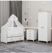 Resim Elegant Yıldız 2 Bebek Odası Takımı Yatak Uykuseti - Gri Beyaz 