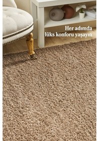 Resim Modern Desensiz Koyu Kahve Halı Salon Halısı Oturma Odası Halısı Çocuk Halısı Yumuşak Halı Yuvarlak Moka 