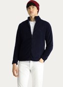 Resim Koyu Lacivert Fermuarlı Nakışlı Polar Sweatshirt Kigili
