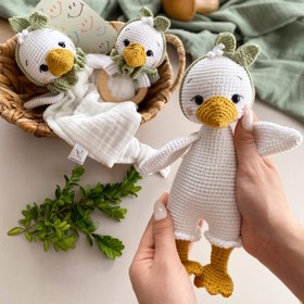 Resim Amigurumi Sevimli Ördek Oyuncak Bebek Seti - 3 Parça Bebek Seti 