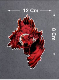 Resim Ay Yıldız Ve Kurt - Bozkurt - Börü - Gökbörü -araba Oto Motosiklet Karavan Sticker 02512 12X8 Cm 