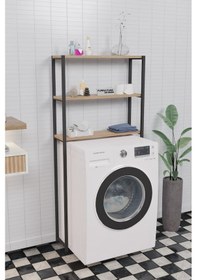 Resim Çamaşır Makinesi Üstü Düzenleyici Raf Banyo Dolabı Rafı Çam 