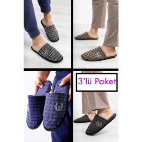 Resim Stwenn 3'lü Yıkanabilir Erkek Ev Terliği Kışlık Misafir Terliği Ses Yapmaz Casual Kullanım 