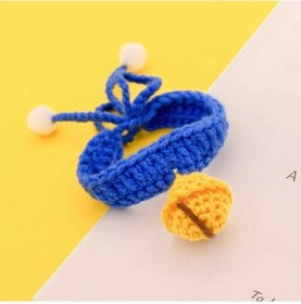 Resim Soulader El Yapımı Örme Jingle Kedi Yaka Tasması Sevimli Küçük Evcil Hayvan Aksesuarları Doğal Malzeme Rahat S Beden Ödünç Çan Desenli 
