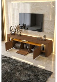 Resim Kale Ledli Tv Ünitesi 200 Cm Ceviz 