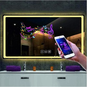 Resim Dnr-Mirror80x120 Cm Bluetoothlu Buğu Yapmayan Dokunmatik Günışığı Ledli Dikdörtgen Banyo Aynası 