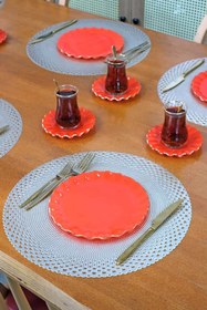 Resim Glore Solid Nar Çiçeği Wavy 18prç Pasta Tea Time 