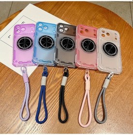 Resim Lumaworld Açık Mor İphone Uyumlu 15 İçin 360 Derece Dönen Şeffaf Mekanizmalı Lanyard Askılığı 