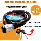 Resim Motobros Motosiklet Kilidi Çelik Güçlendirilmiş Halat Zincir Kilit 25x200 2 Metre 