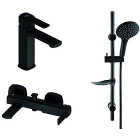 Resim Gpd Pedra Mlb160-S-Mbb160 Banyo + Lavabo + Sürgülü Duş Seti Siyah 