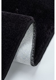 Resim Vl Yıkanabilir Premium Ponpon Saçaklı Kaymaz Taban Post Peluş Banyo Paspası 2'li Takım Antrasit Siyah 