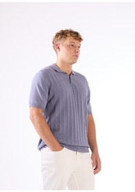 Resim Dufy İndigo Fitilli Erkek Triko - Slim Fit Indigo 