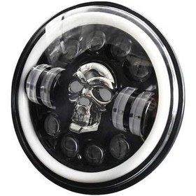 Resim Fortunelane 7 İnç Kafa Kemiği Desenli Led Araç Fары H4, Beyaz Uzun/yakın Işık, Sıyah Sinyal, Çok Renkli Drl, Tekli Paket 