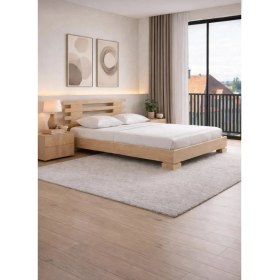 Resim CopperWood Doğal Ahşap Modern Karyola - Minimal & Şık Tasarım 
