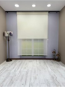 Resim donatti perde Çiftli Sistem Keten Tül ve%100 Blackout (Karartma) Ekru Stor Perde 260 x 200 