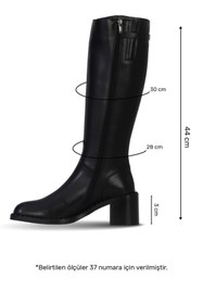 Resim Bueno Shoes Siyah Deri Kadın Topuklu Çizme 33wc80010 