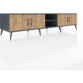 Resim Kronos Tv Ünitesi 3 Raflı 4 Kapaklı 220x59x51 Antrasit-çam/antrasit Atlas Çam/antrasıt - Antrasıt 