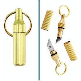 Resim Omeniv Minyatür Mini Çakı Bıçak Maket Bıçağı Çanta Anahtarlık Kolye Altın 